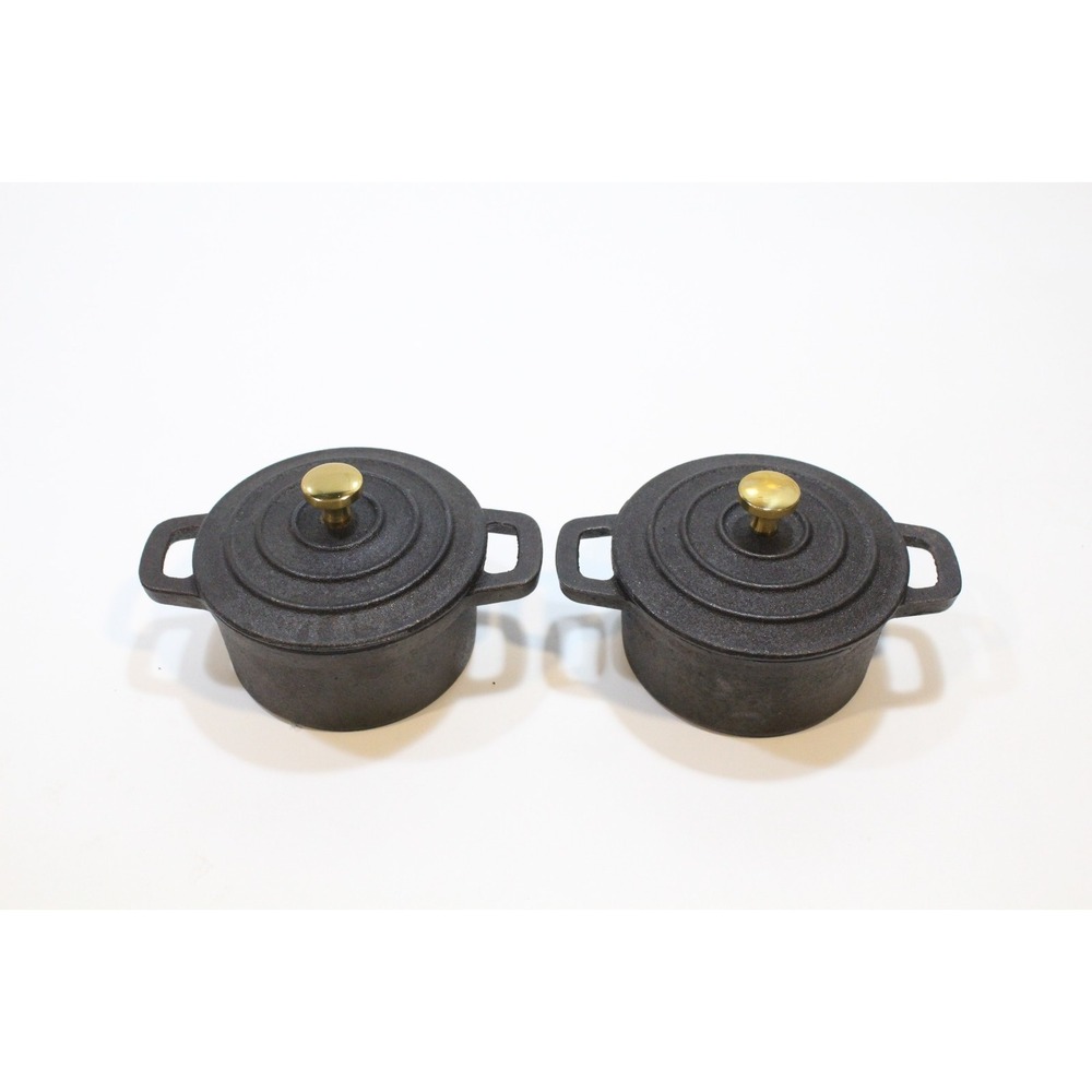 Set of 2 Crofton 8oz Mini Cast Iron Dutch Oven Pot with Lid And Handles